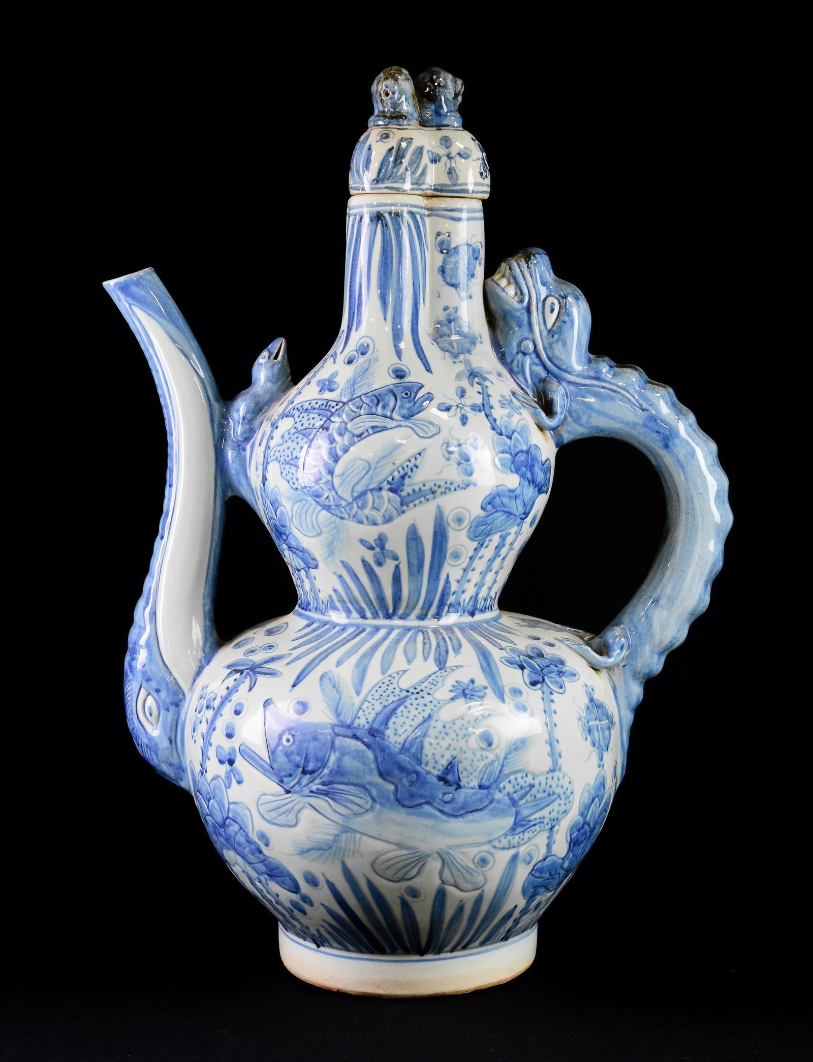 Large Asian Blue / White Tea Pot (1 of 5)
