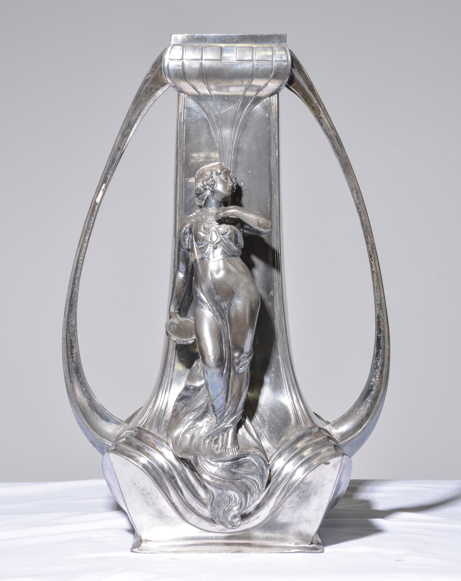 Art Nouveau Silver Toned / Pewter Vase (1 of 5)