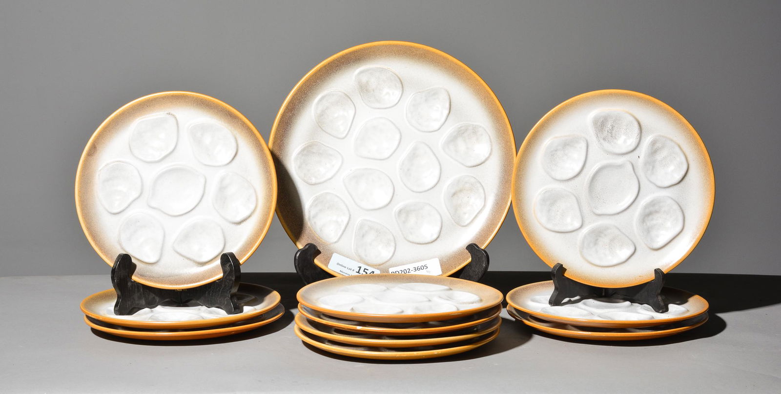 11pc French Earthenware Oyster Plate Set (1 of 4)