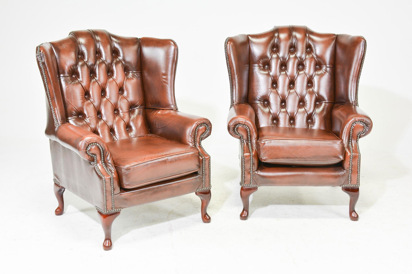 2 British Brown Leather Wing Back Chairs (1 of 2)