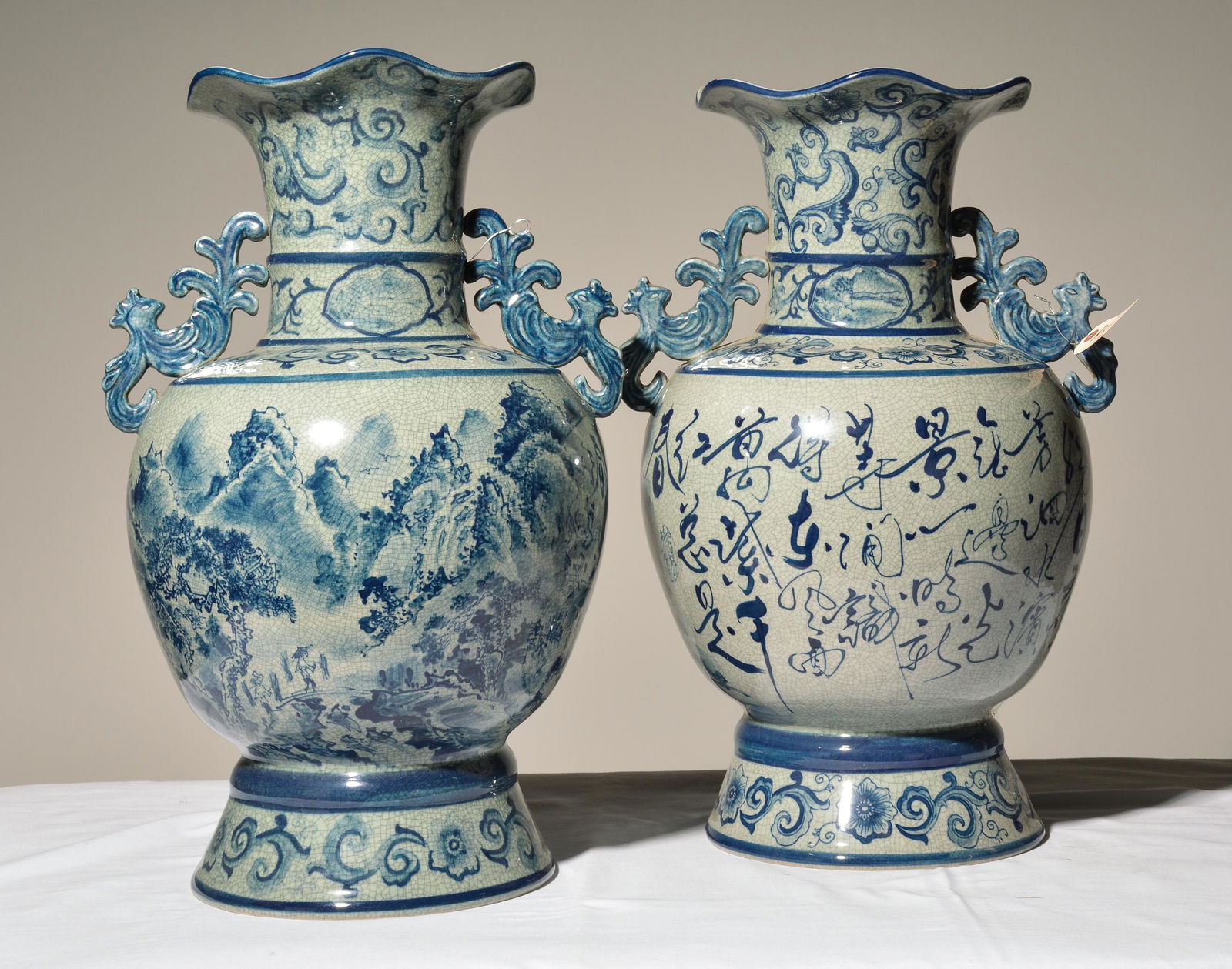 2 Asian Style Blue & White Vases (1 of 5)