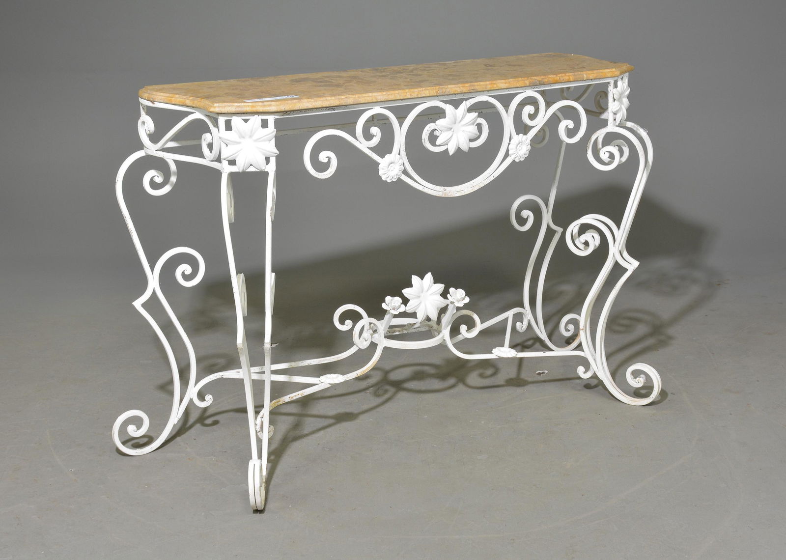 Painted Iron Base Marble Top Console (1 of 2)