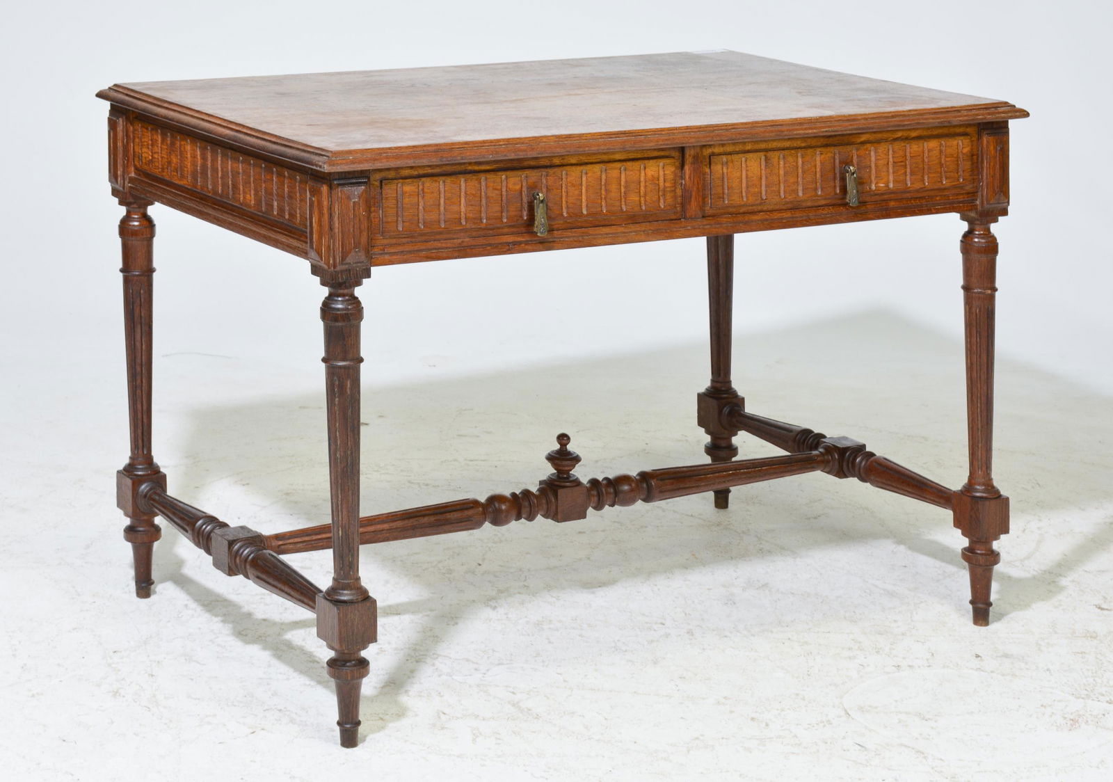 Louis XVI Style Oak 2 Drawer Table (1 of 3)