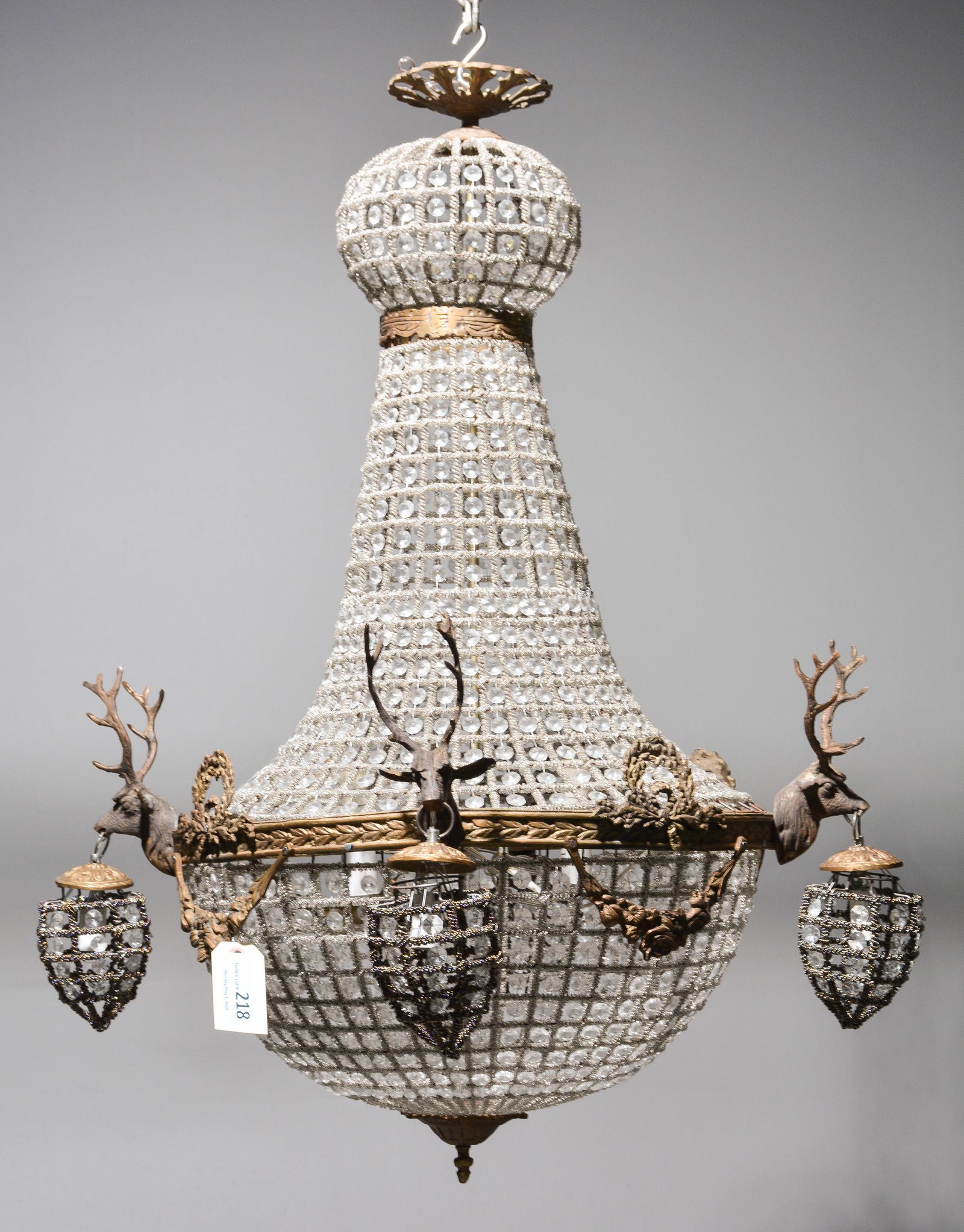 Empire Style Chandelier with Stag Heads (1 of 4)