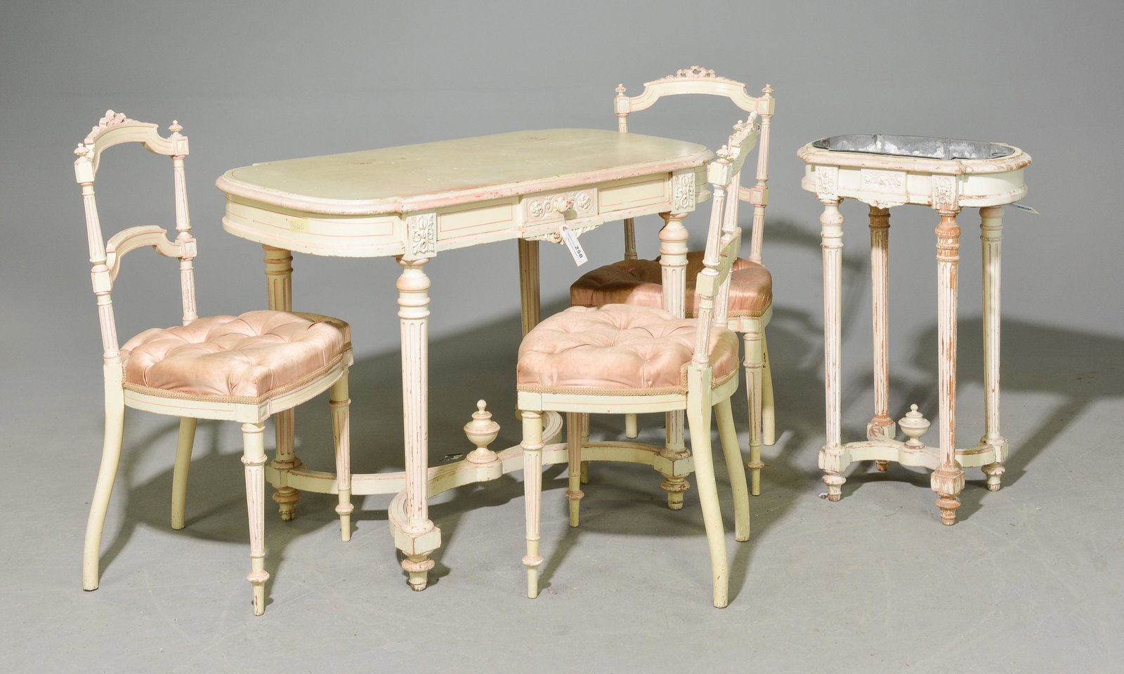 Louis XVI Style Painted Table, Planter & 4 Chairs (1 of 6)