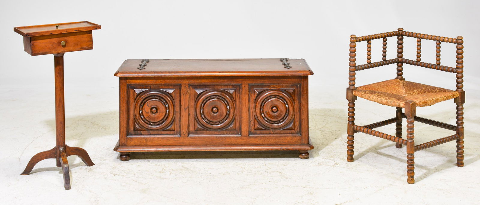 3pc - Basque Style Trunk, Corner Chair & Stand (1 of 4)