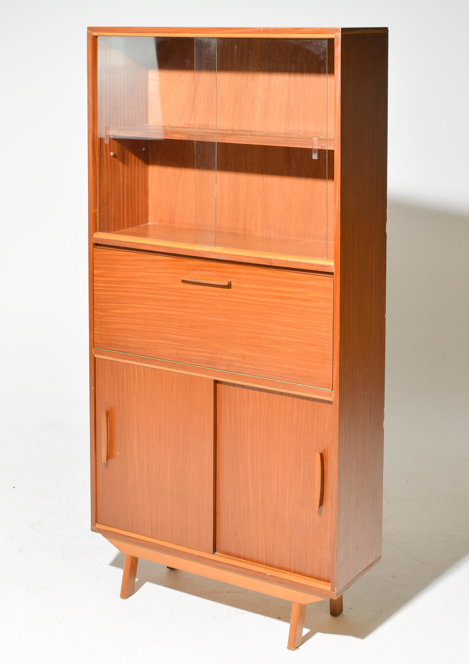 Tall Mid Century Bookcase with Drop Front (1 of 5)