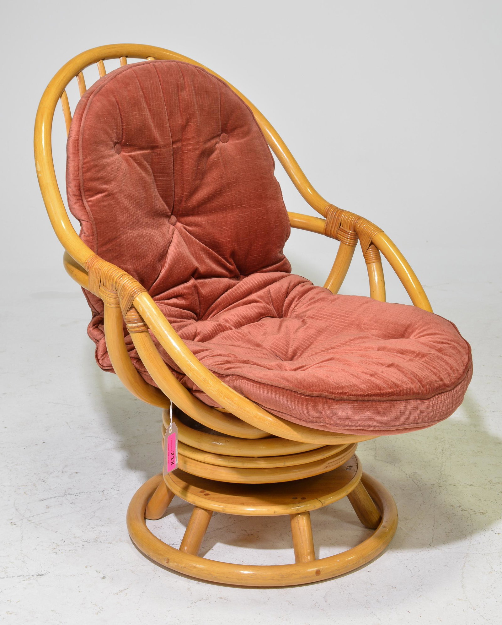 Mid Century Tiki Style Bamboo Swivel Chair (1 of 4)