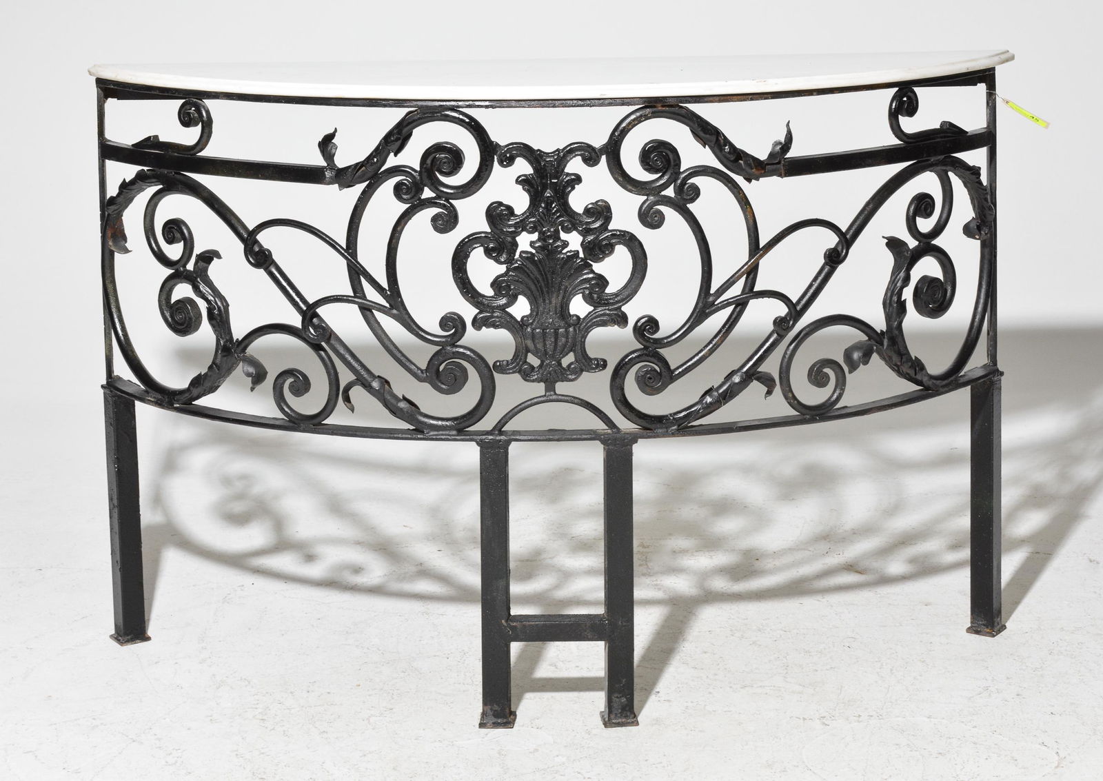 White Marble Top Iron Base Console (1 of 2)