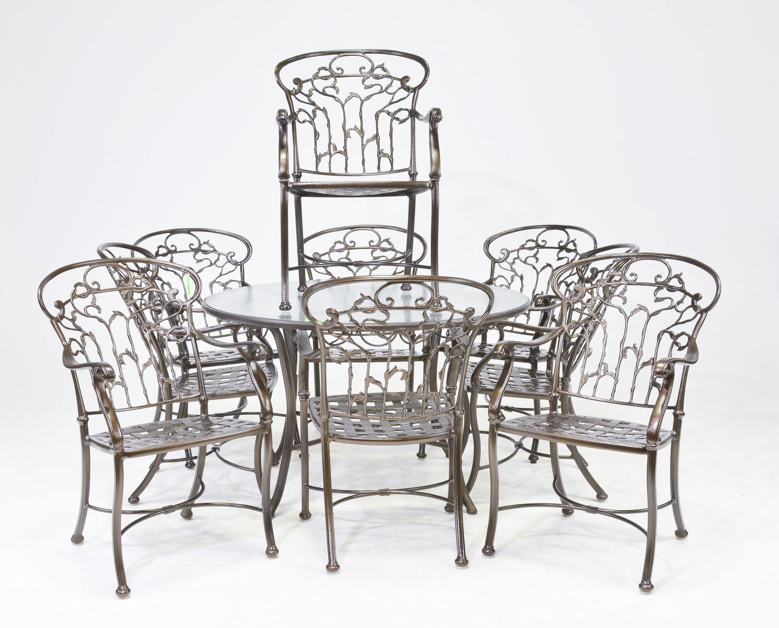 Ethan Allen Wrought Iron Patio Table & 9 Chairs (1 of 4)