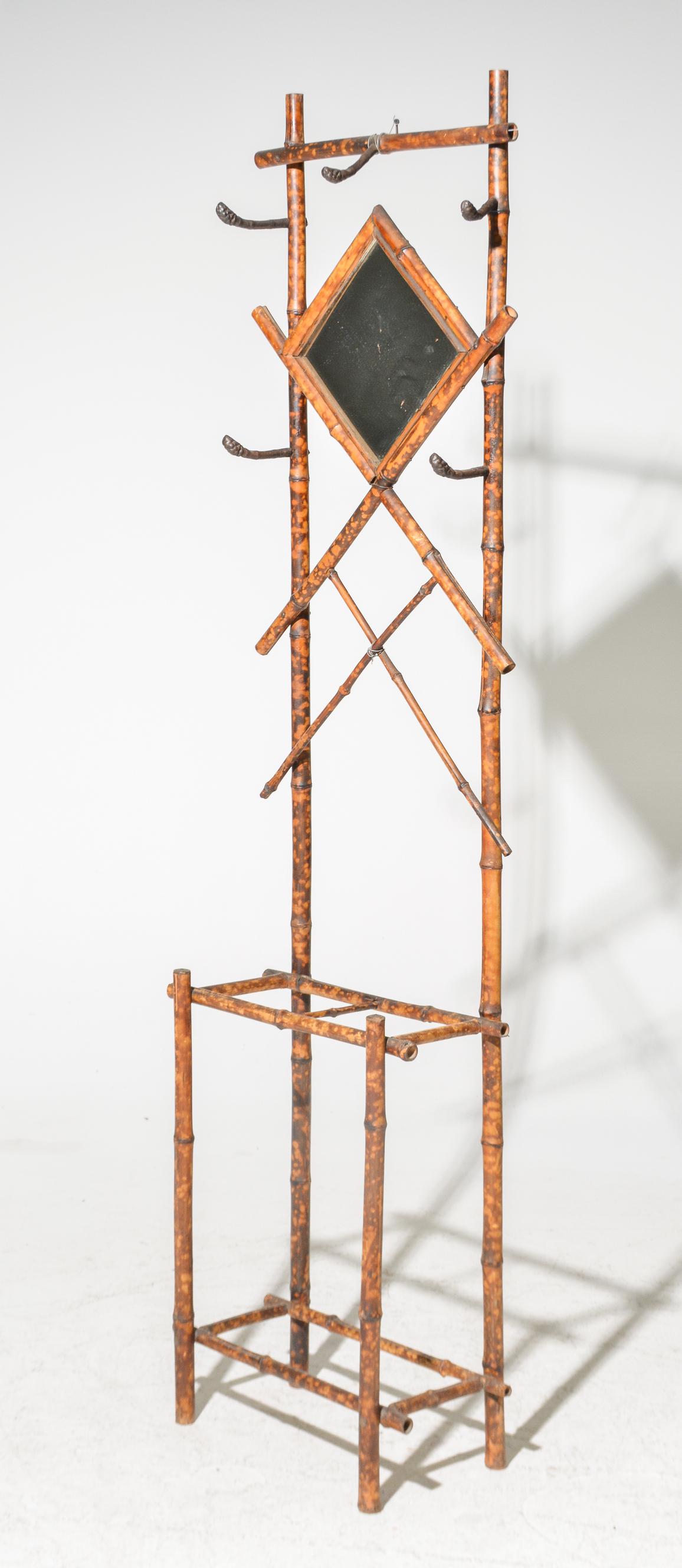 Bamboo Mirror Back Narrow Hall Stand (1 of 3)