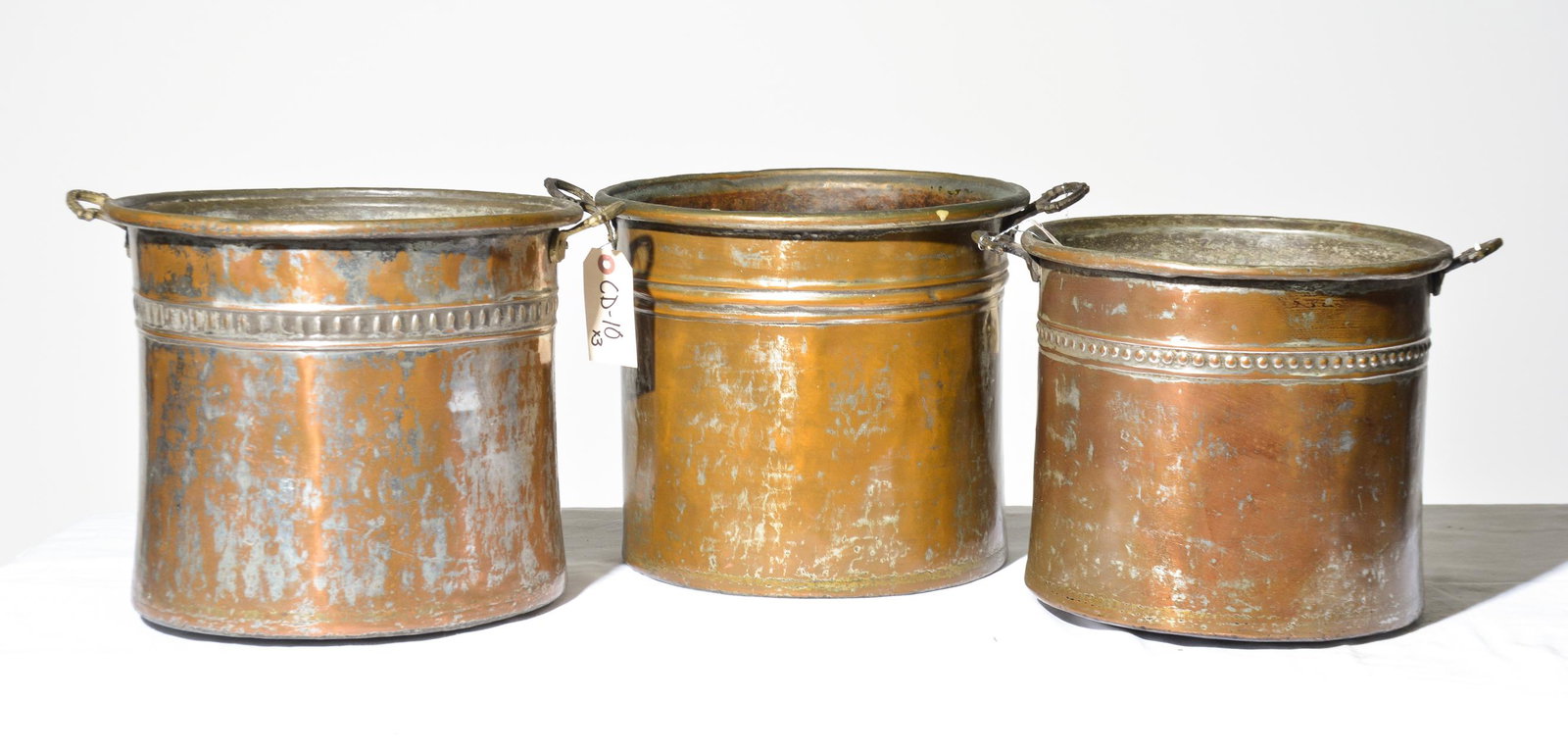 3 Copper Pots: 3 Copper Pots - 11 in tall x 15 x 13