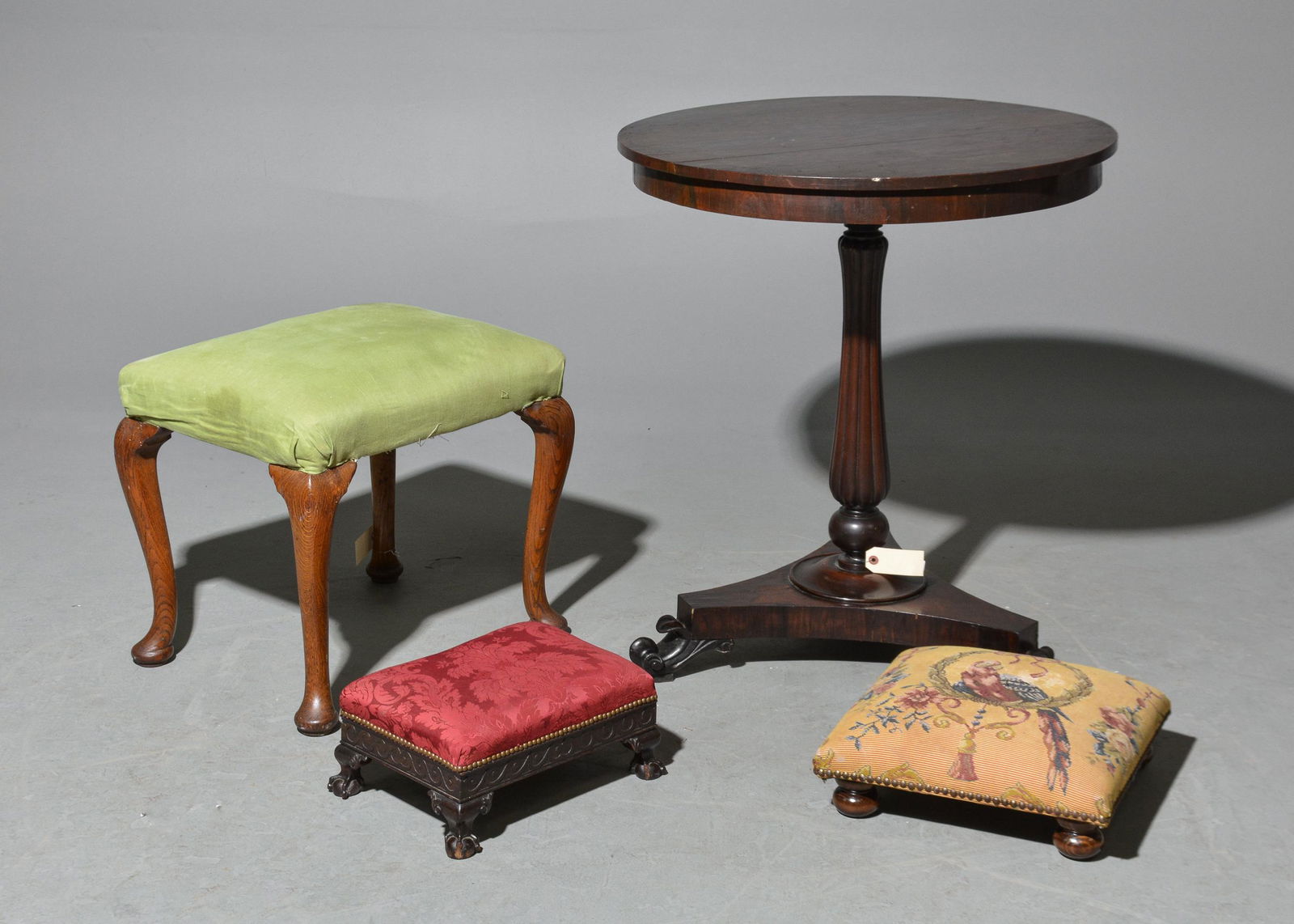 Mahogany Occasional Table & 3 Stools (1 of 4)