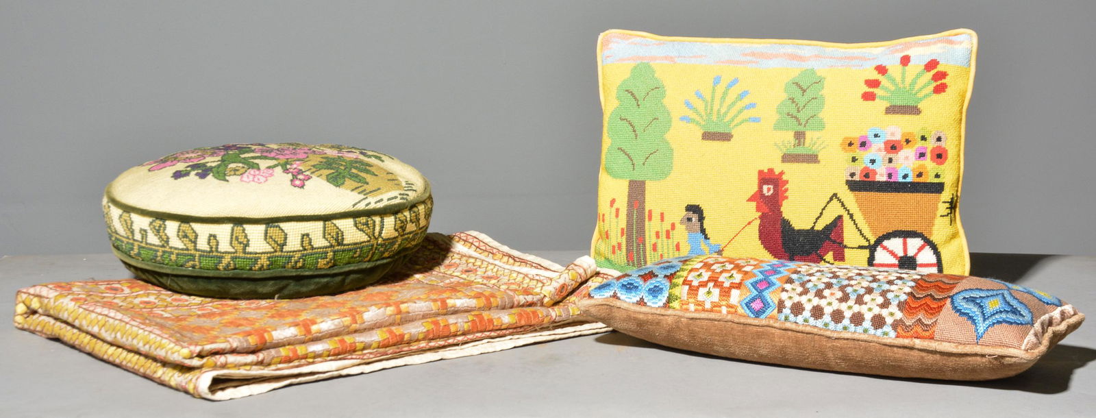 3 Hand Stitched Pillows & Vintage Throw (1 of 5)