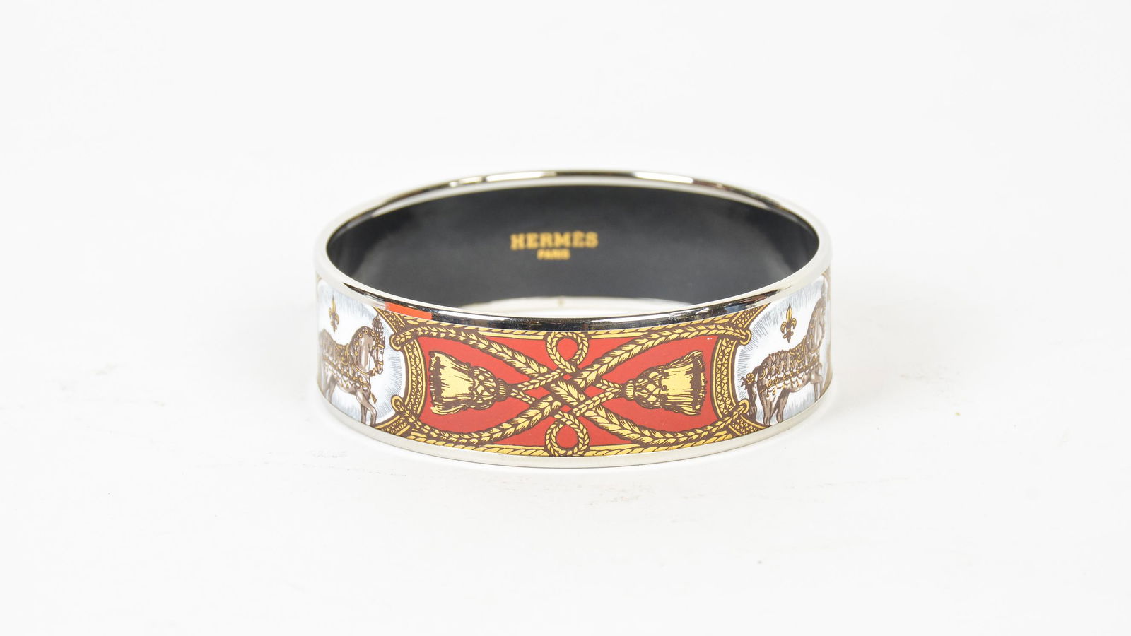 Hermes Enamel Bangle GM in Horse and Tassel Motif (1 of 2)