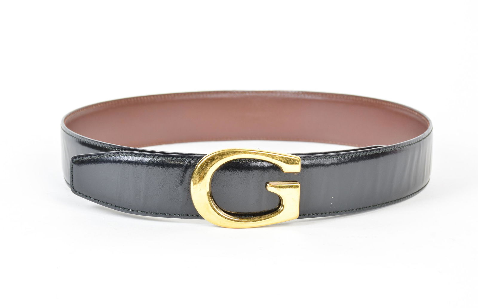 Gucci G Buckle Belt  in Black/Brown Smooth Leather (1 of 2)