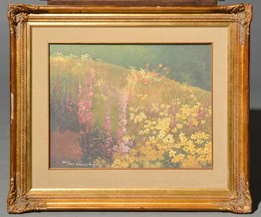 Jerry Jordan Gold Framed Floral Art: Jerry Jordan Gold Framed Floral Art - 25 in tall x 29 x 2