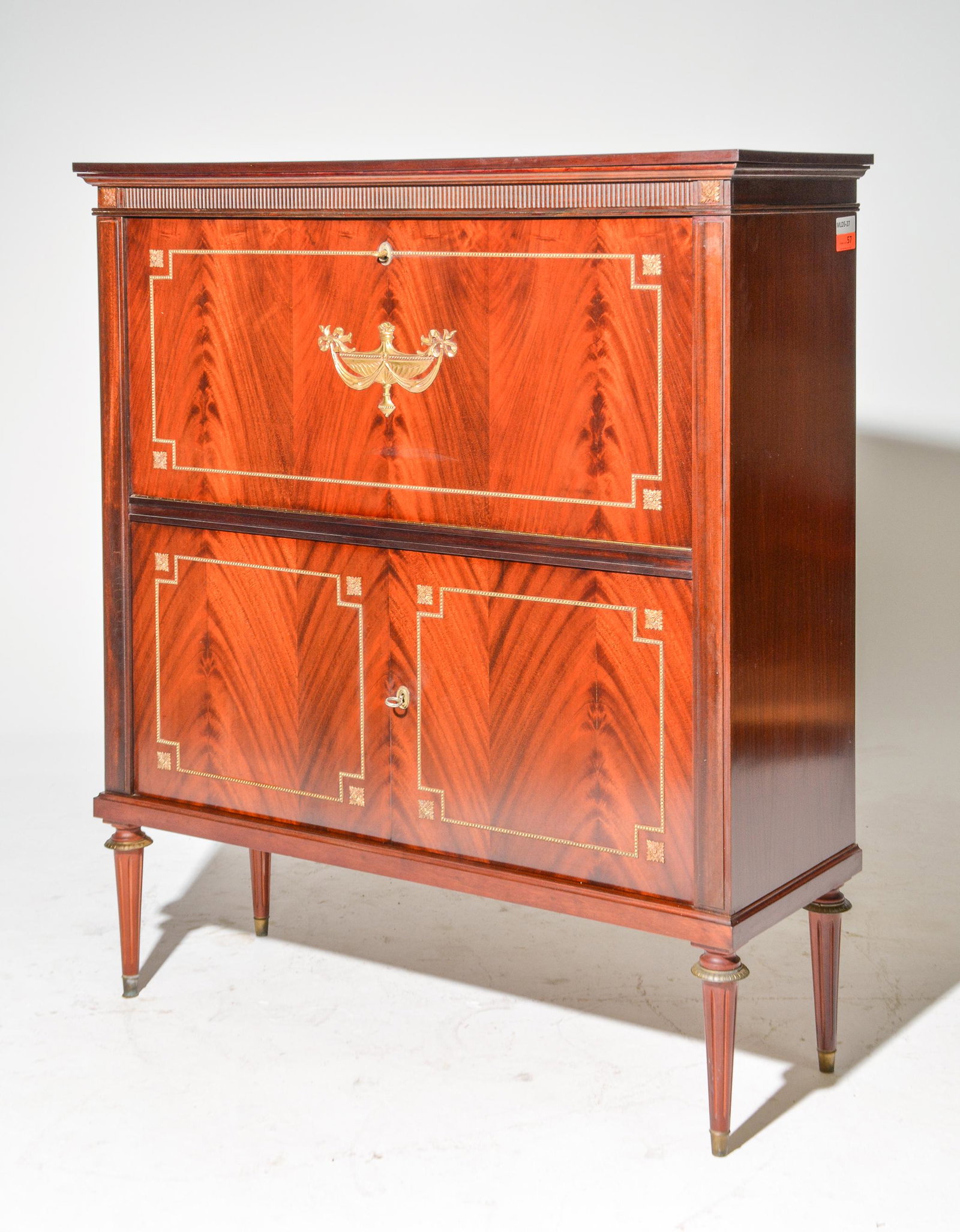 Louis XVI Style Mahogany Cocktail / Bar Cabinet: Louis XVI Style Mahogany Cocktail / Bar Cabinet - 58 in tall x 51 x 18