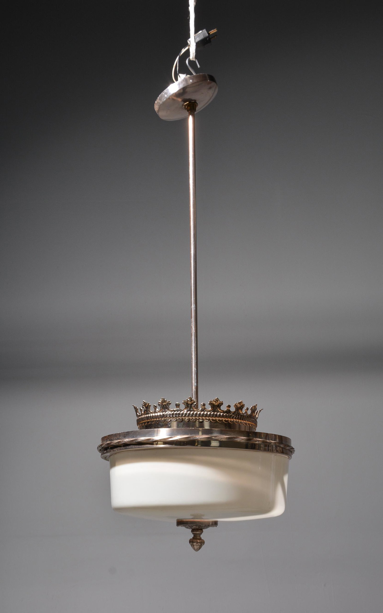 Circular Frosted Pendant Light - Mid West Church #1: Circular Frosted Pendant Light - From a Mid West Church - 9 in tall x 15