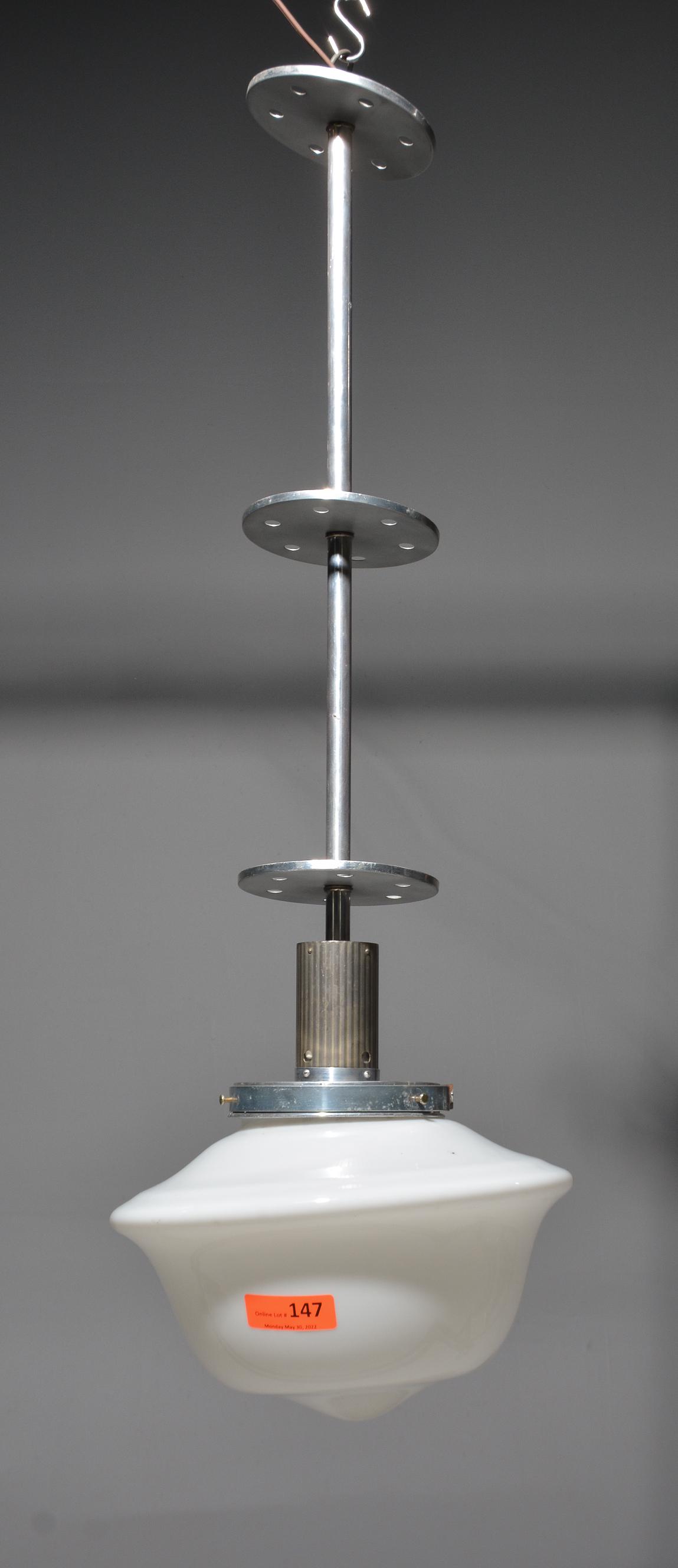 Circular Frosted Pendant Light - Mid West Church #2: Circular Frosted Pendant Light - Mid West Church #2 41 in tall x 16 x 16