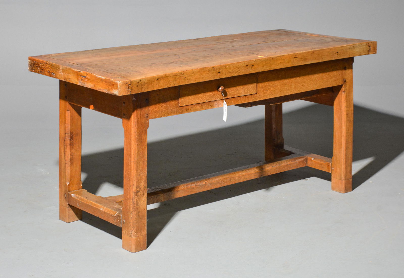 French Wood Block Farm Table with 2 Drawers (1 of 5)