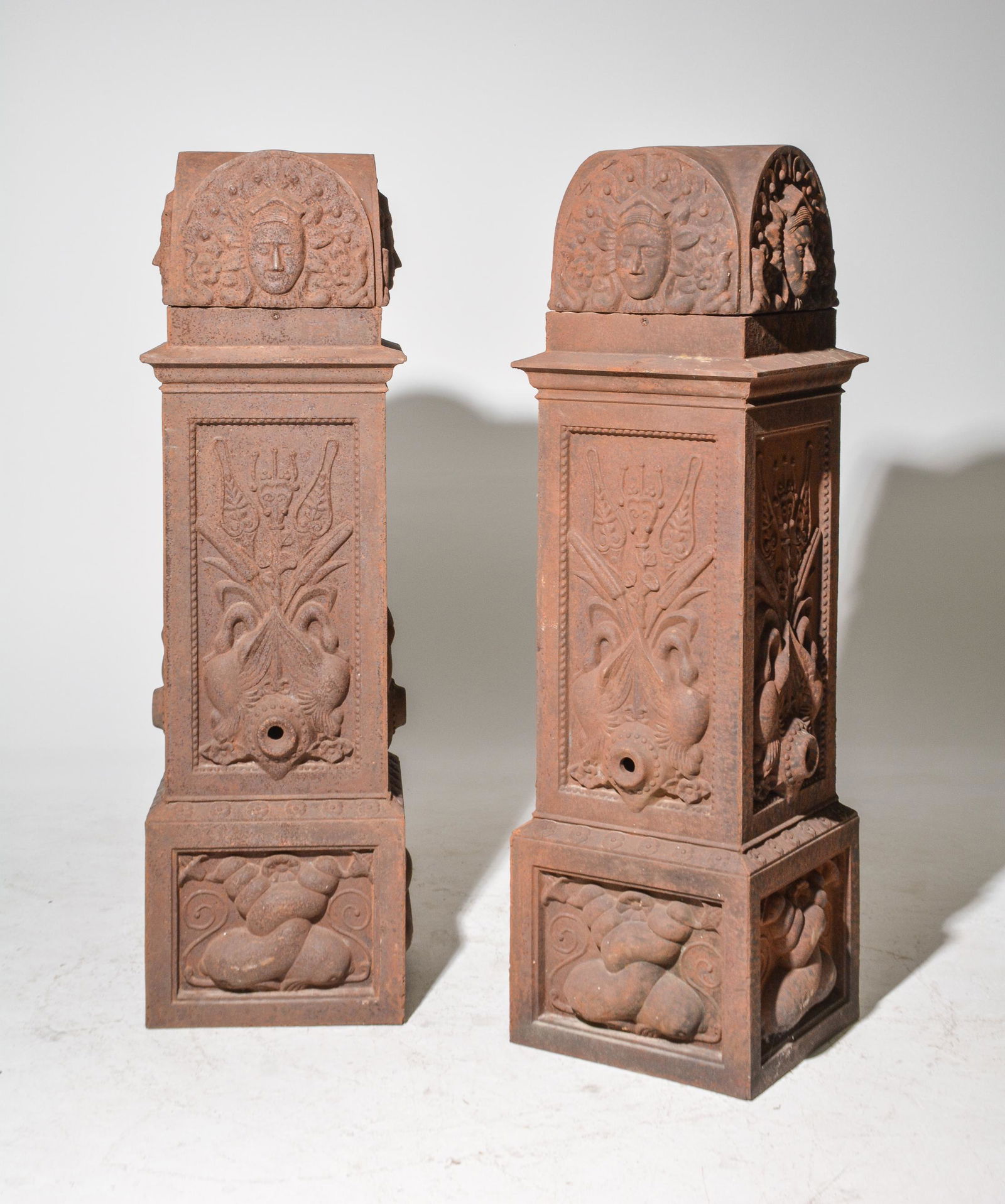 2 Tall Cast Iron Italian Courtyard  Water Fountains (1 of 4)