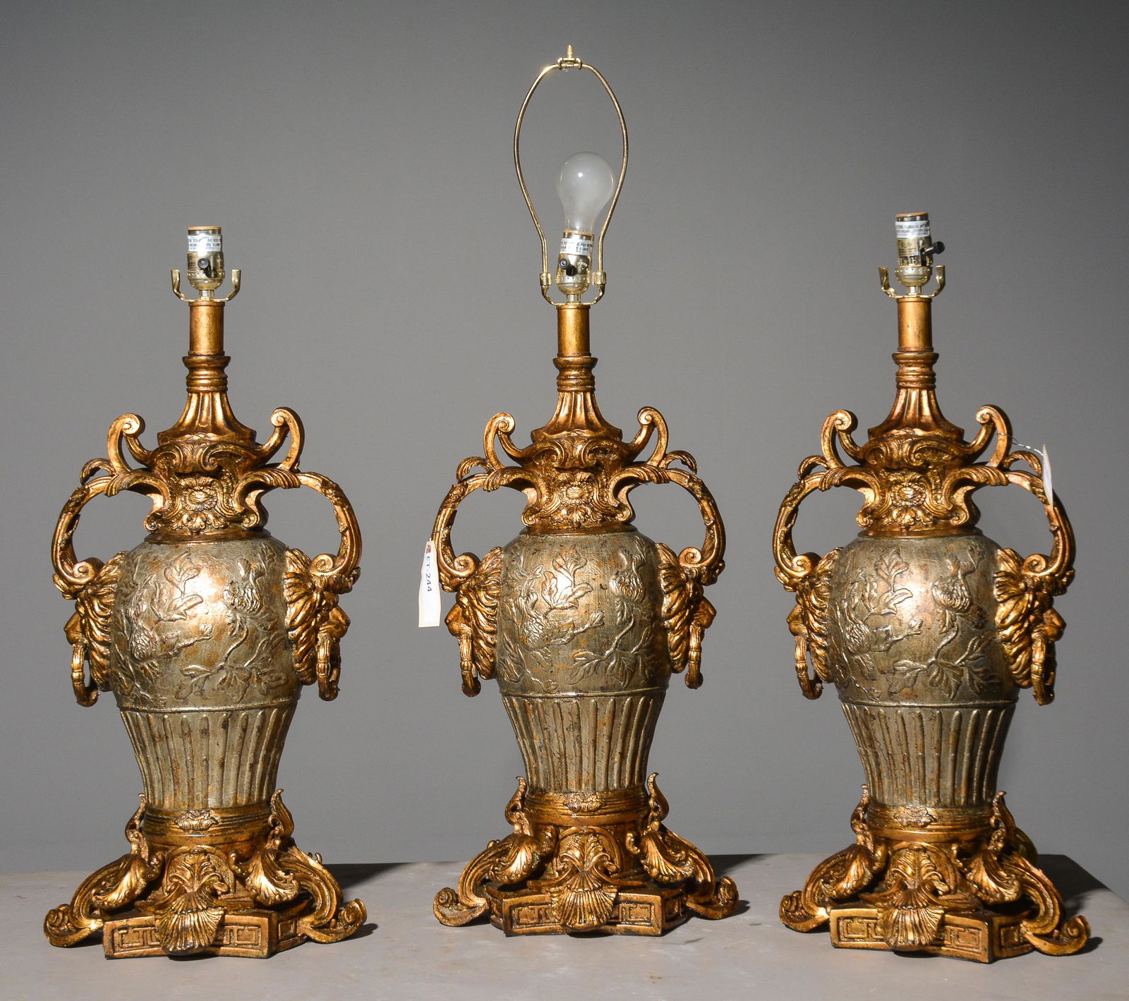3 Gilt / Painted Table Lamps with Lion Masks (1 of 3)