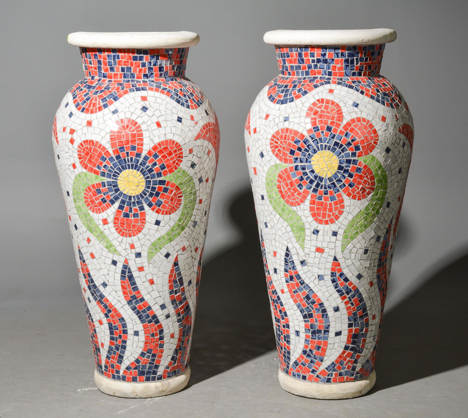 2 Tall Floral Mosaic Planters (1 of 3)