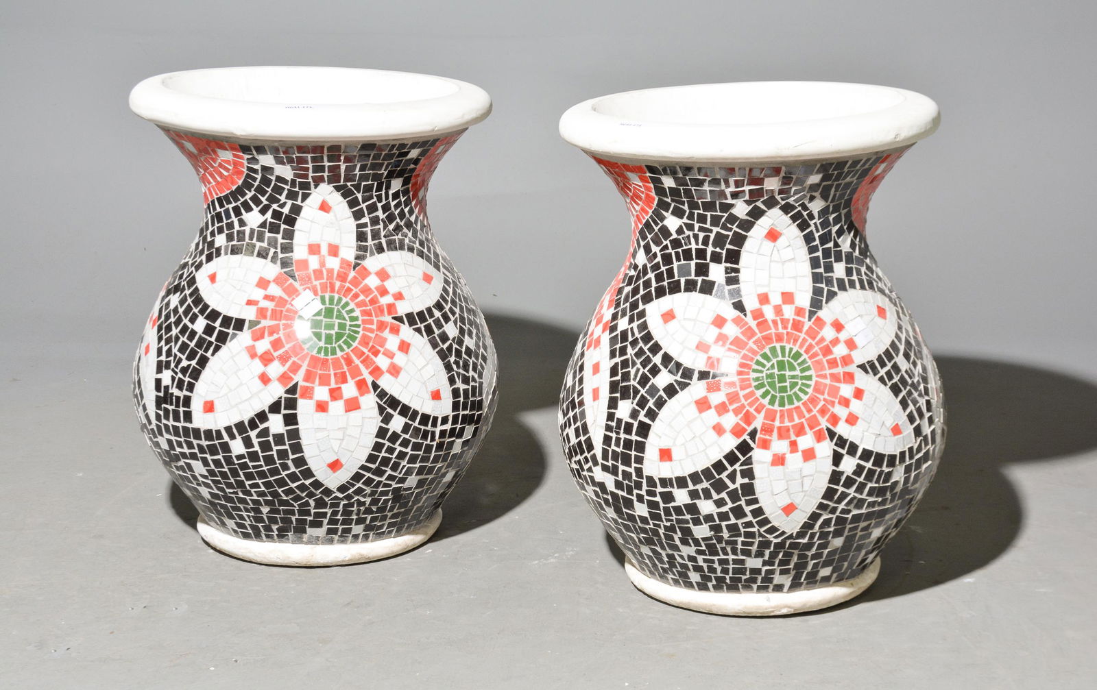 2 Very Large Floral Mosaic Planters (1 of 3)