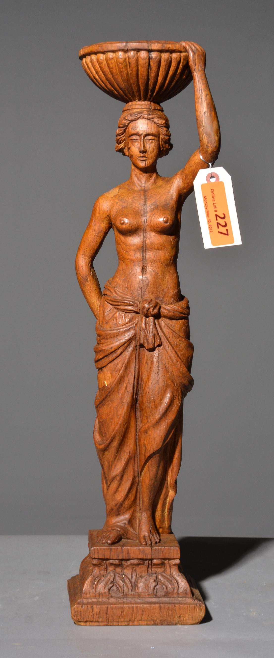 Wood Carved Figural Candle Stand (1 of 3)