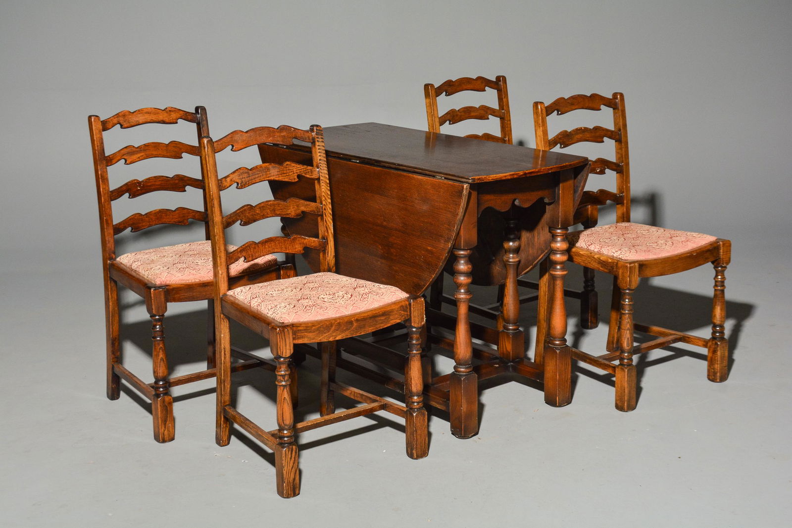 British Oak Gateleg Table & 4 Ladder Back Chairs (1 of 4)