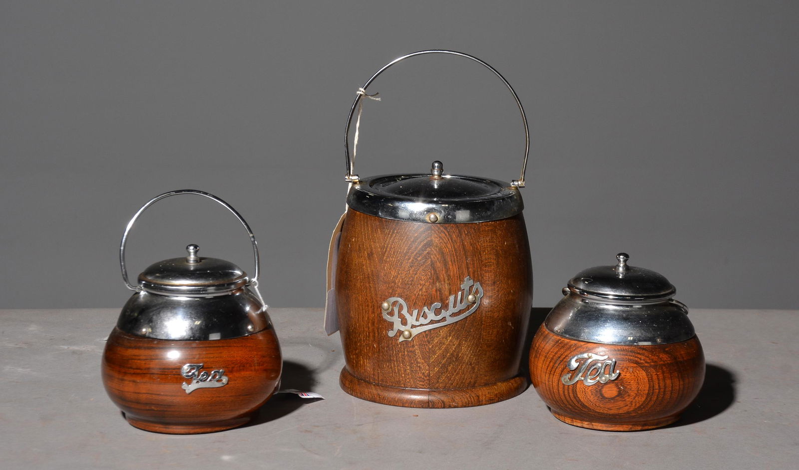 1 British Biscuit Barrel & 2 Tea Jars (1 of 4)