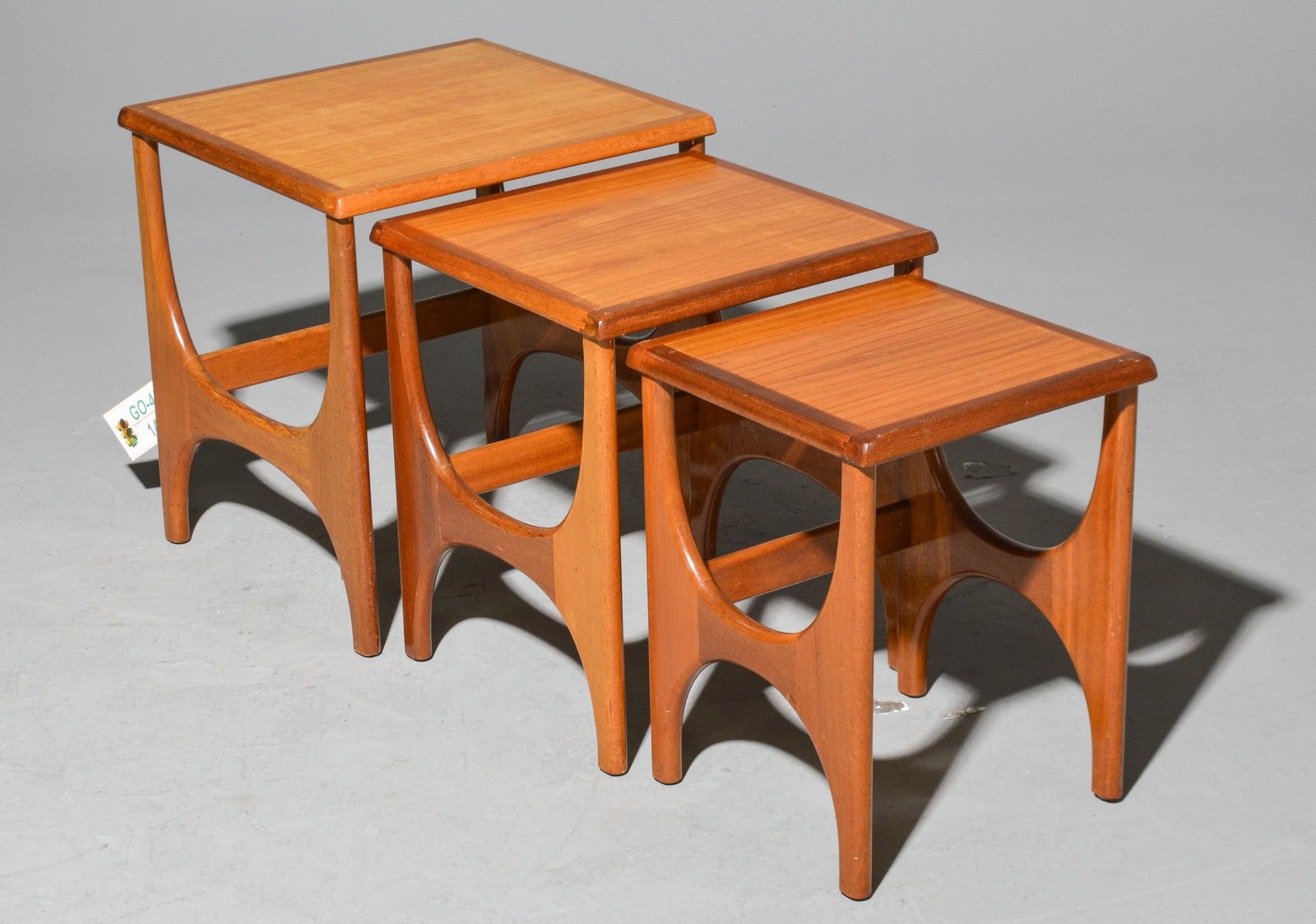 Mid Century Modern Nest of 3 Tables: Danish Modern Style Nest of 3 Tables - 20 in tall x 18 x 17