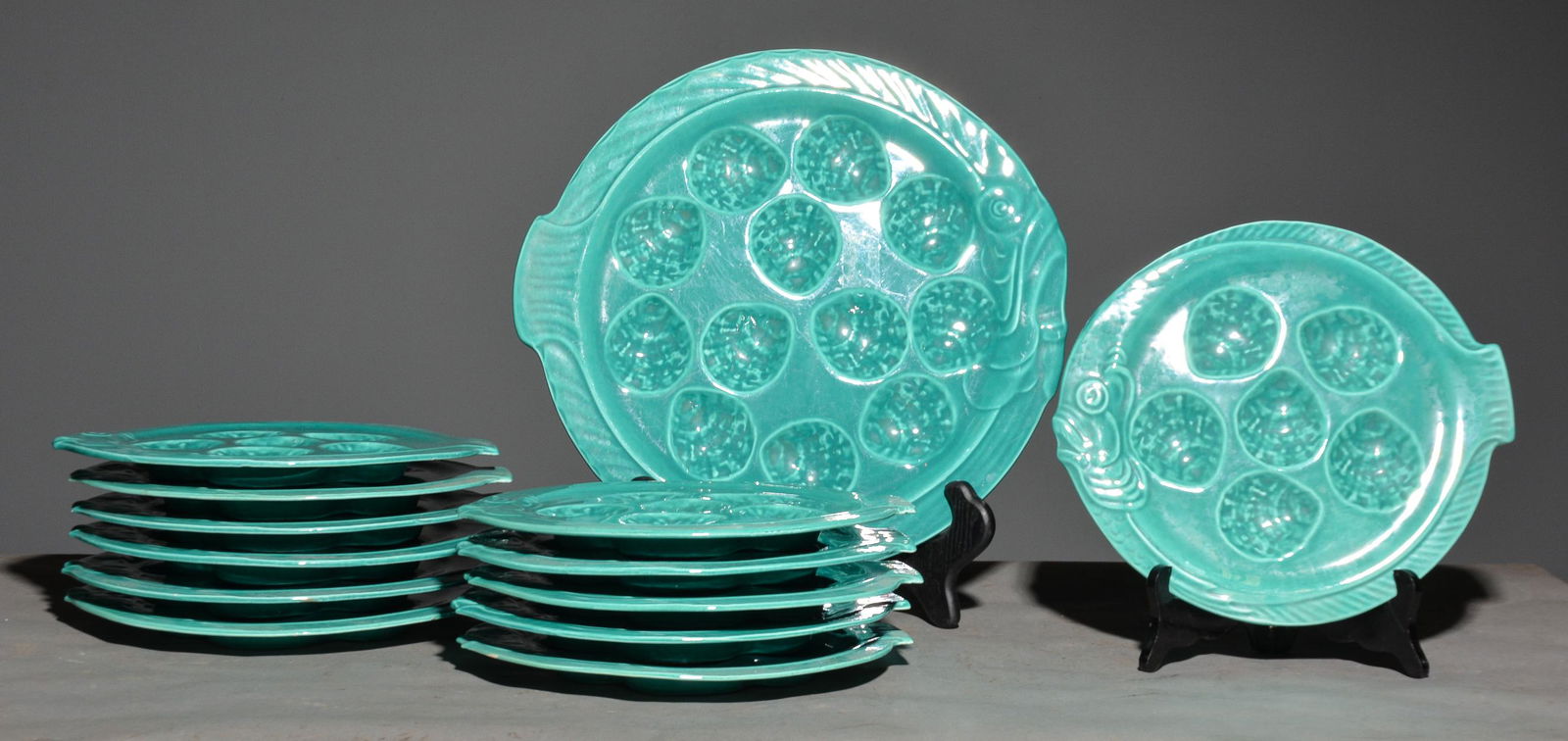 13pc French Turquoise Oyster Plate Set (1 of 3)