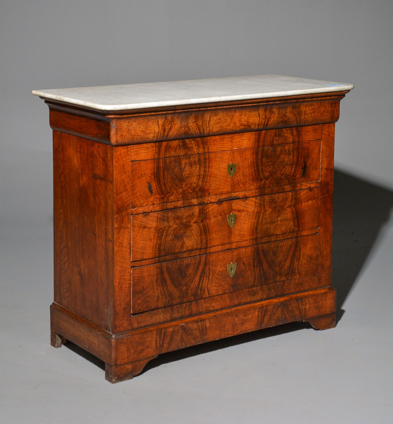 Louis Philippe Style White Marble Top Walnut Chest (1 of 6)