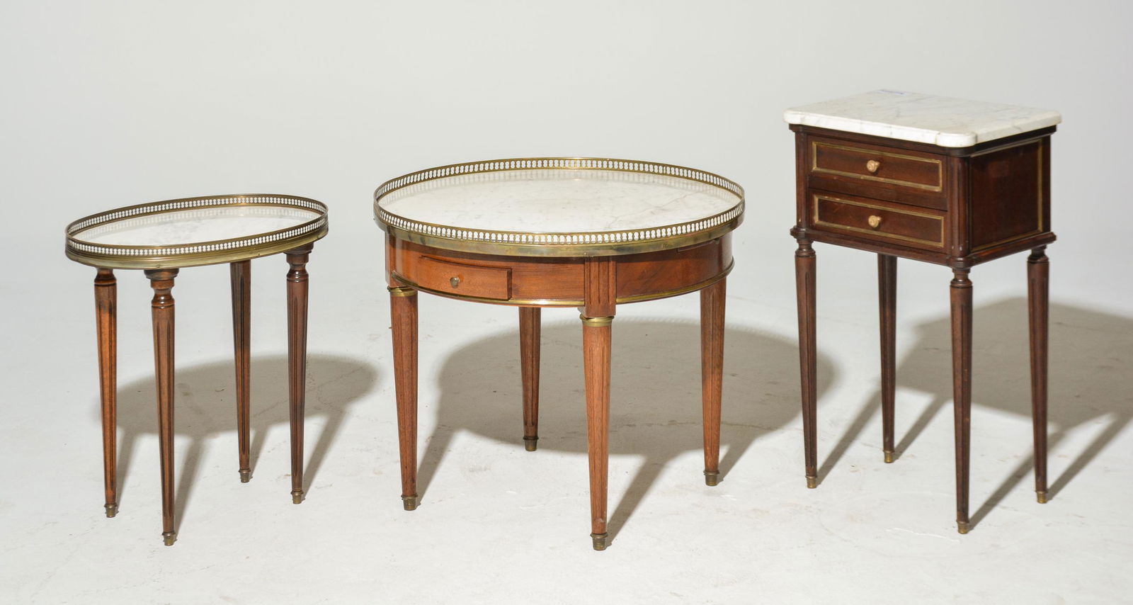 3 Louis XVI Style Marble Top Tables / Nightstand (1 of 5)