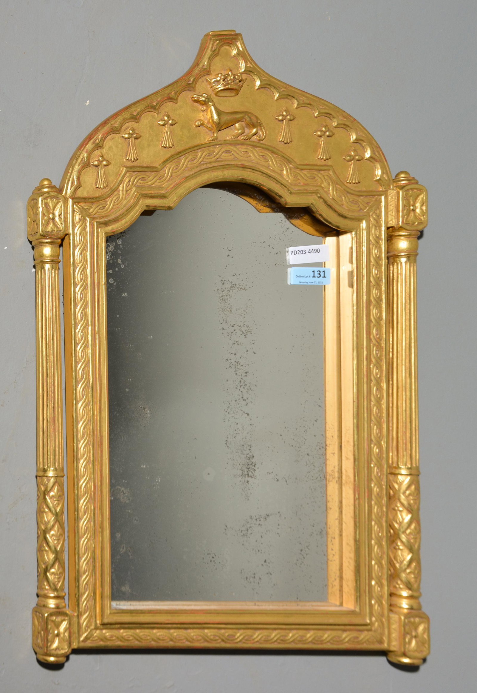 Renaissance Style Gold Framed Mirror: Renaissance Style Gold Framed Mirror - 37 in tall x 26 x 2