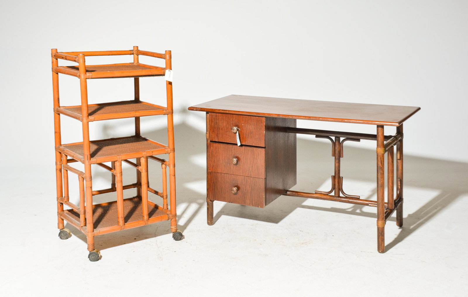Bamboo Multi Tier Cart / Trolley & Desk: Bamboo Multi Tier Cart / Trolley & Desk - Cart is 43 in tall x 21 x 18, Desk is 29 in tall x 50 x 24, Kneehole is 28 inches