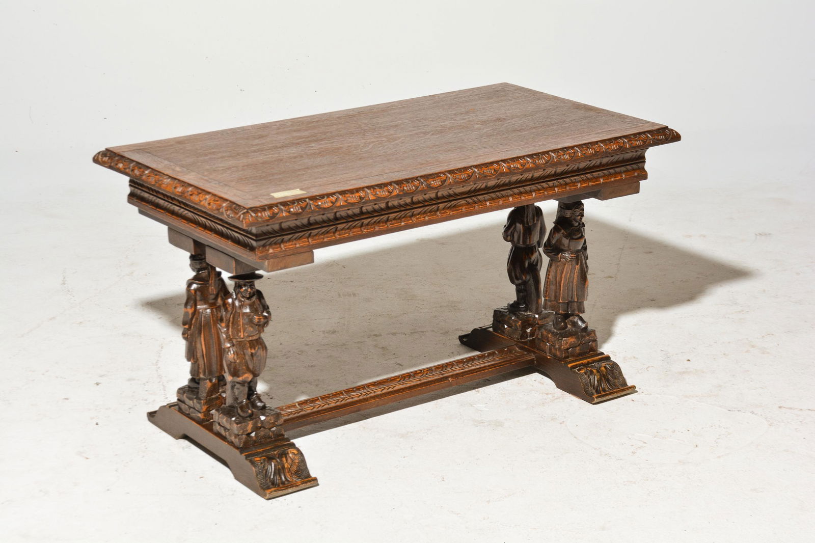 Breton Style Figural Carved Base Coffee Table (1 of 3)