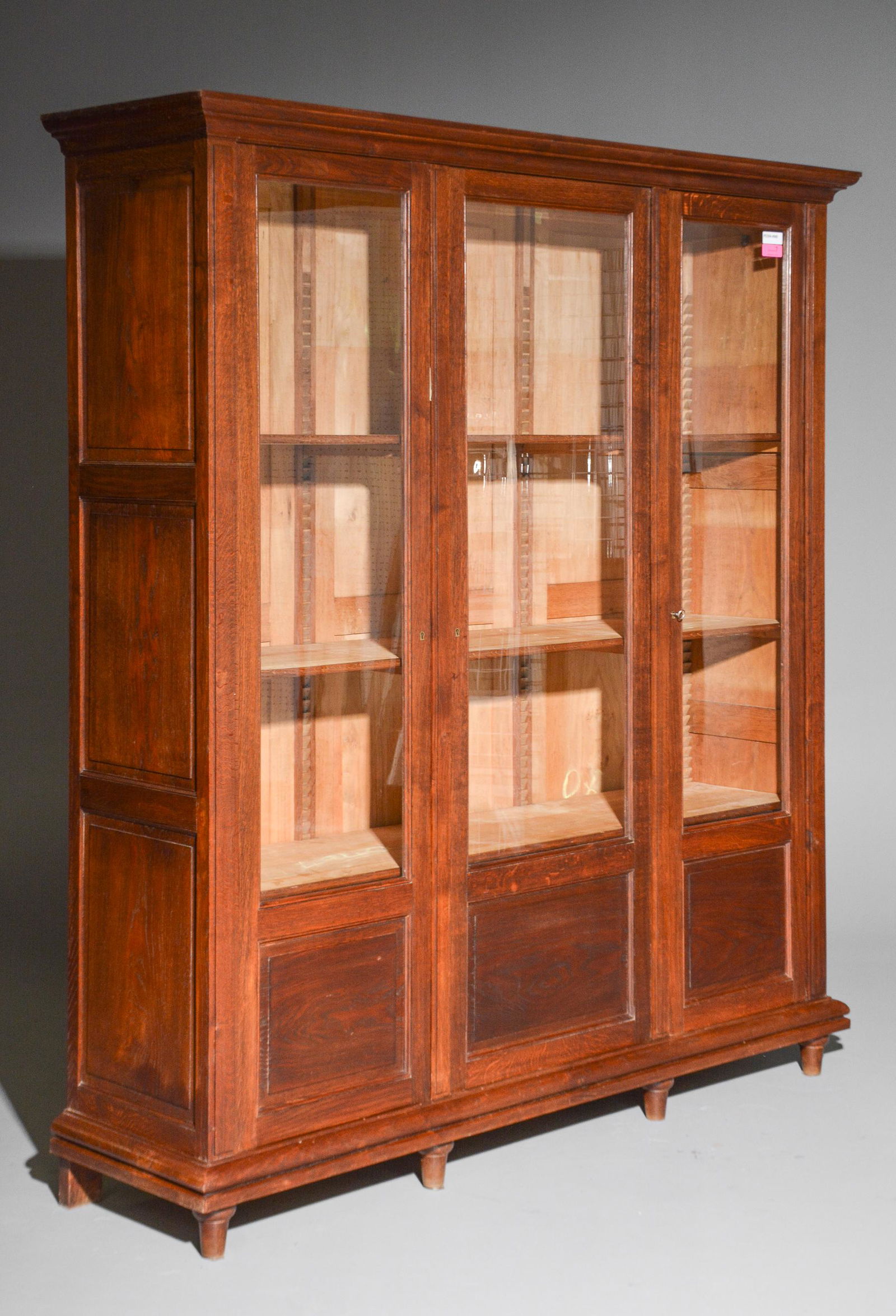 Henri II Style Oak 3 Door Bookcase (1 of 6)