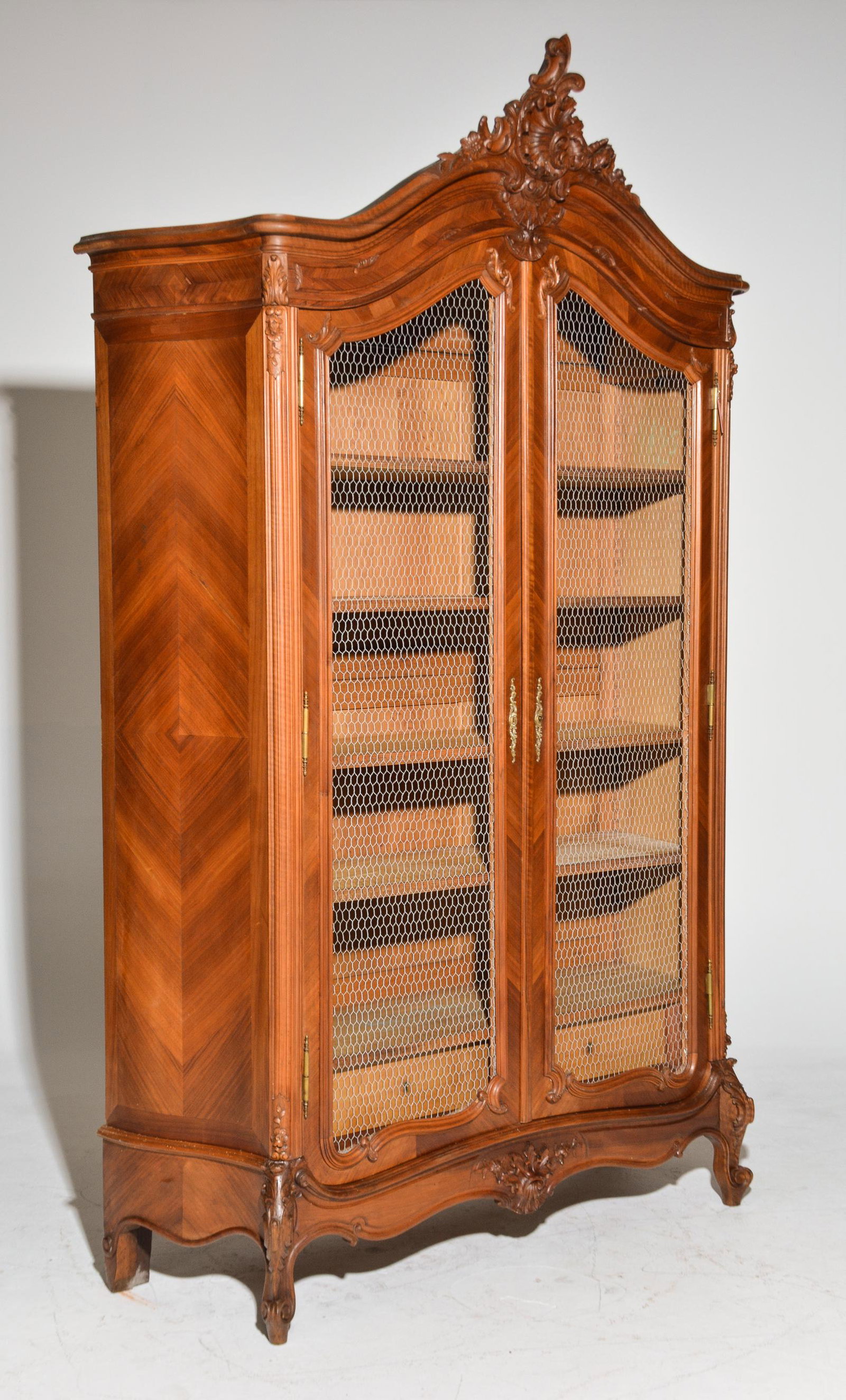 Louis XV Style Walnut Grilled Door Cupboard (1 of 4)