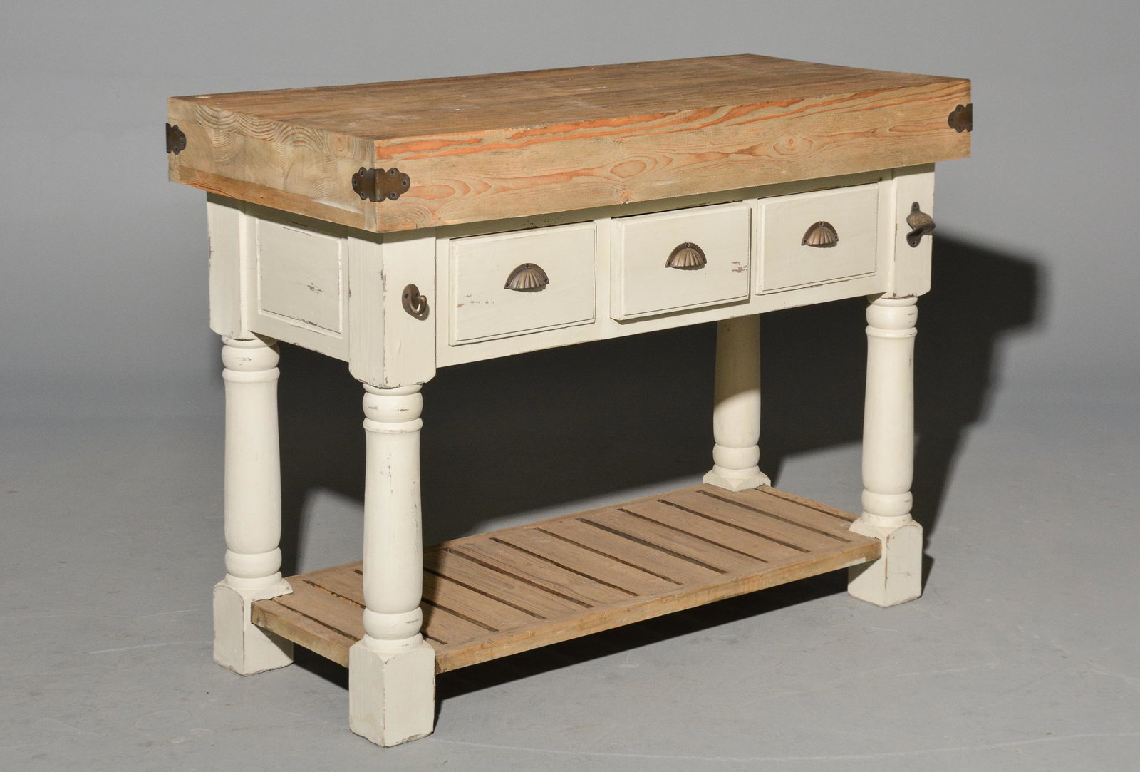 Farmhouse 3 Drawer Painted Kitchen Island (1 of 5)