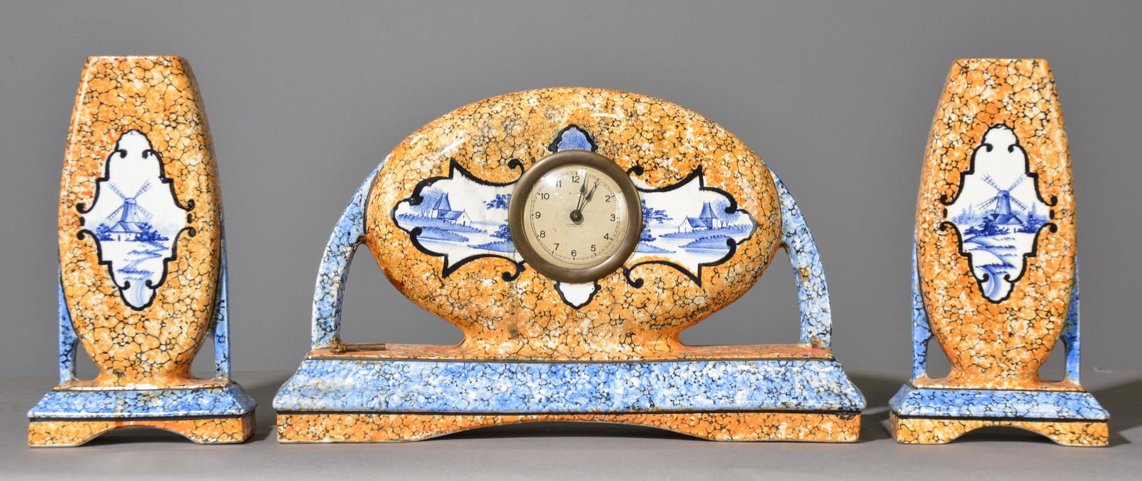 European Dutch Style 3pc Mantle Clock (1 of 4)