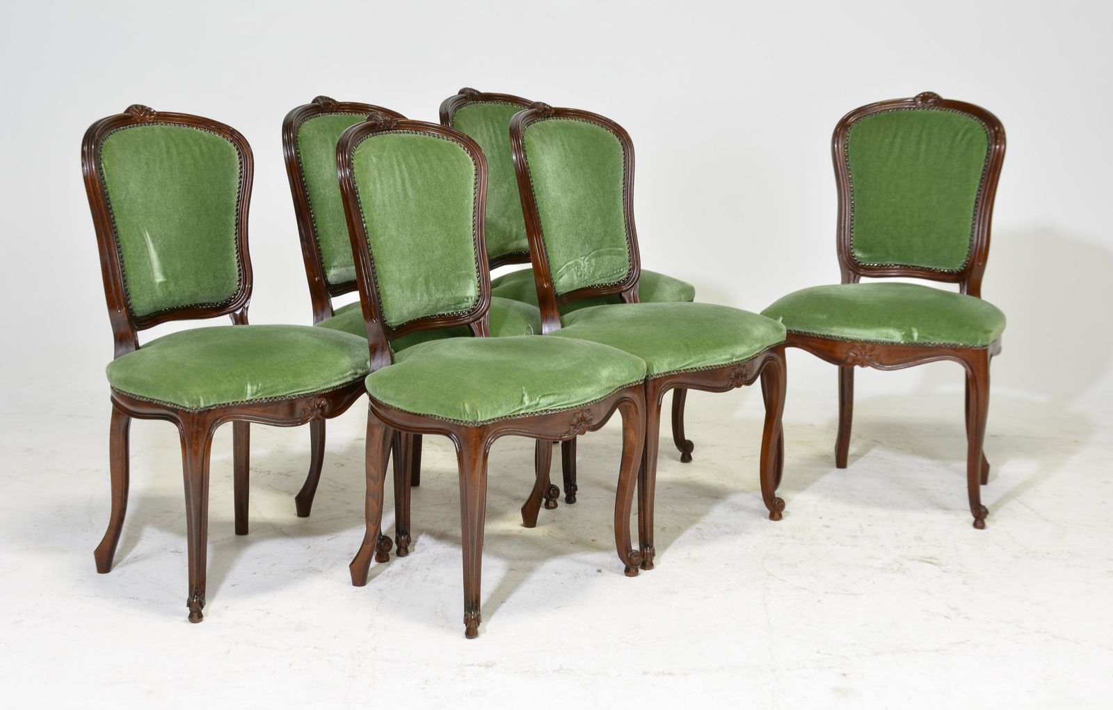 Set of 6 Green Upholstered Dining Chairs (1 of 3)