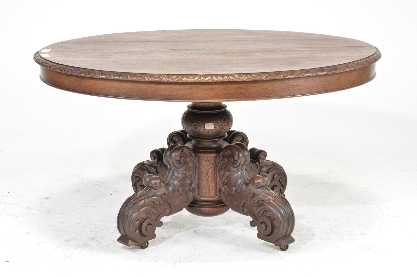 French Carved Oak Oval Entry / Center Table (1 of 3)