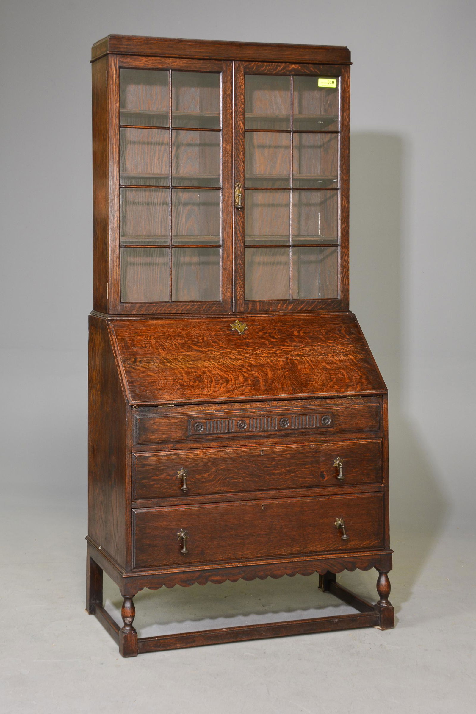 British Oak Secretary Bookcase (1 of 3)