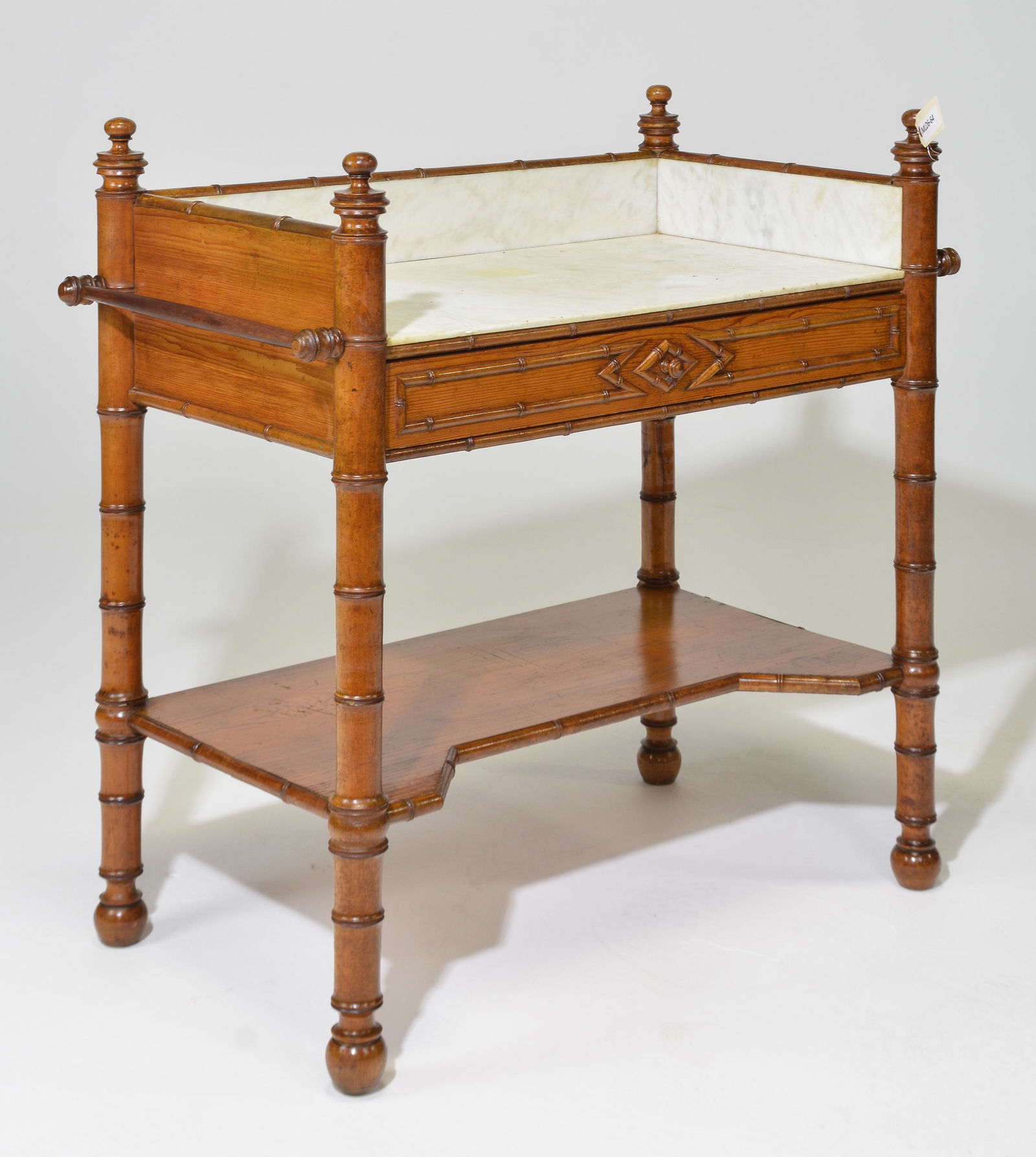 Faux Bamboo White Marble Washstand (1 of 5)