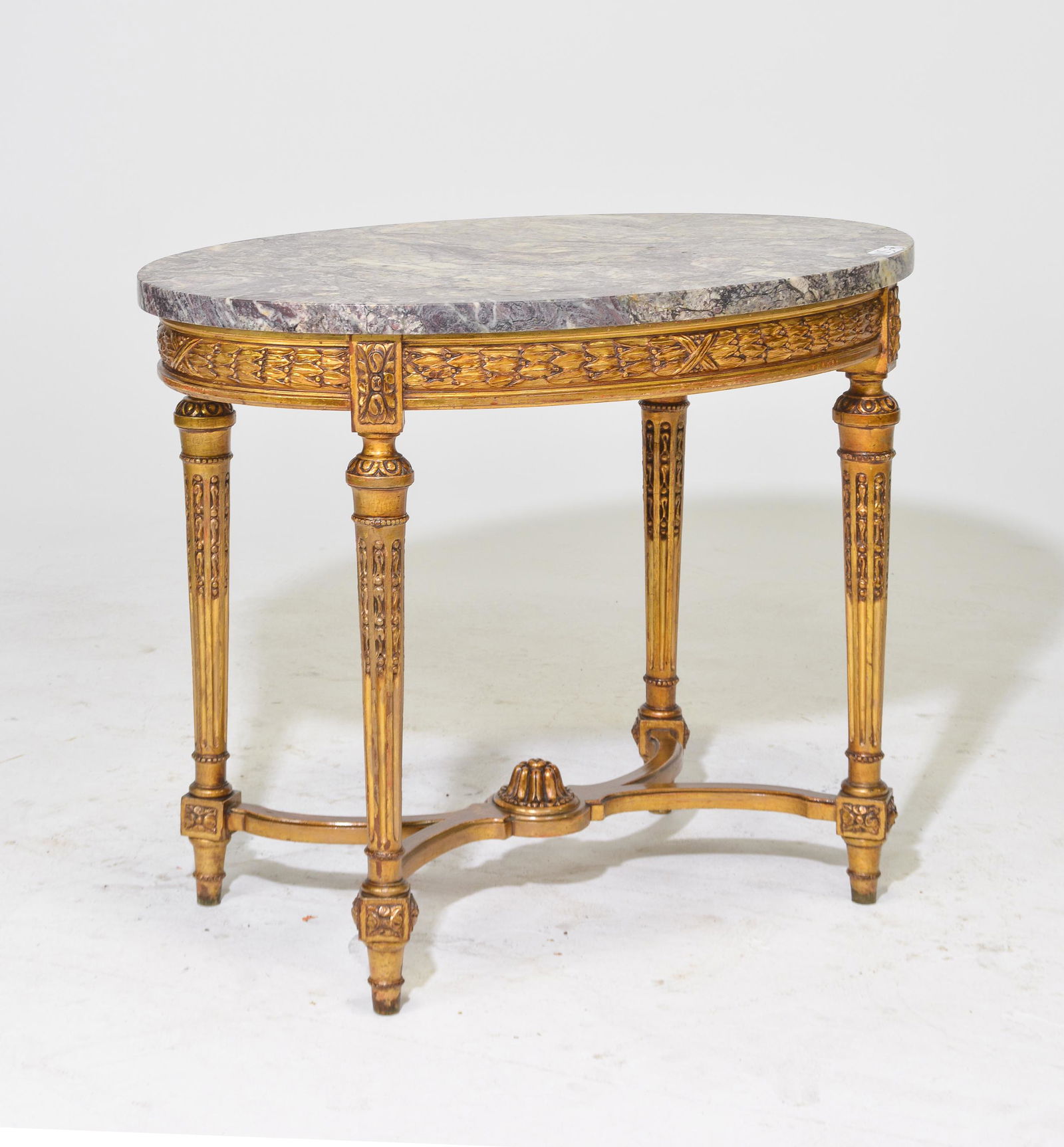 Federal Period Gilded Marble Top Oval Table (1 of 3)