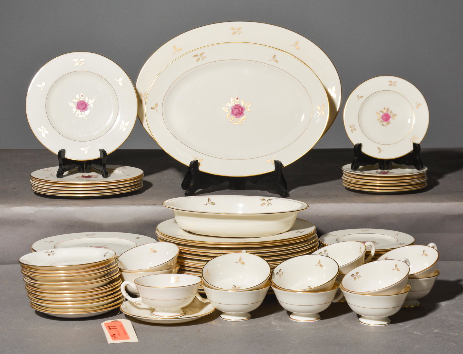 76pc Rhodora by Lenox American China: 76pc Rhodora by Lenox American China - Largest plate is 10.5 inch diameter