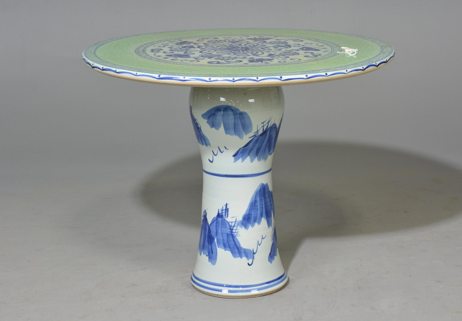 Asian Round Porcelain Garden Table: Asian Round Porcelain Garden Table - 29 in tall x 34 inch diameter